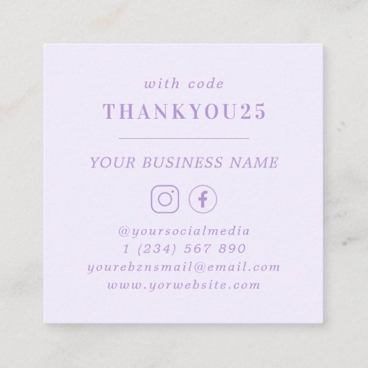 Moderne, Lila lavender Business met gebold Typogra Kortingskaartje (Achterkant)