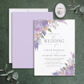 Moderne Lila lavender Mauve Script Floral Wedding Kaart