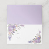Moderne Lila lavender Mauve Script Floral Wedding Plaatskaartje (Buitenkant ongevouwen)