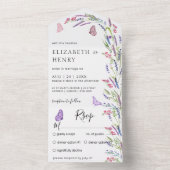 Moderne Lila lavender Mauve Wedding All In One Uitnodiging (Binnen)