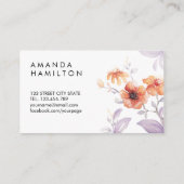 Moderne Lila Oranje Waterverf van Classy Visitekaartje (Achterkant)