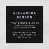 Moderne Lila Paarse aangepaste zakelijke Logo Vierkante Visitekaartje (Achterkant)