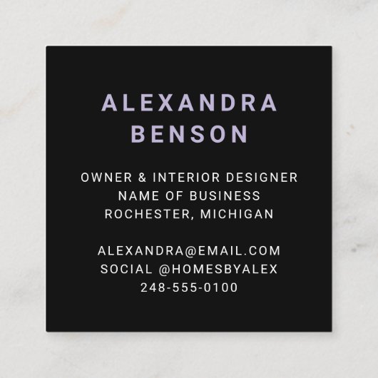 Moderne Lila Paarse aangepaste zakelijke Logo Vierkante Visitekaartje