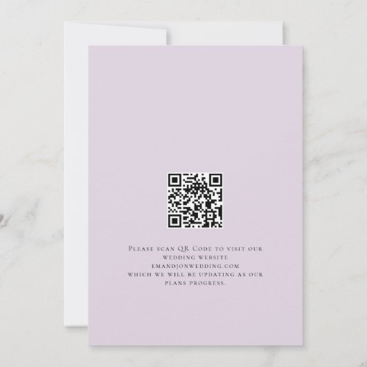 Moderne Lila Paarse Bloemen QR Code Trouwen Save The Date (Achterkant)
