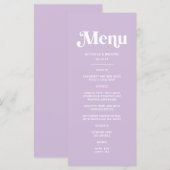 Moderne Lila Paarse Bruiloft Menu (Voorkant / Achterkant)