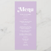 Moderne Lila Paarse bruiloft Menu (Voorkant)