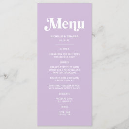 Moderne Lila Paarse Bruiloft Menu