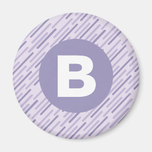 Moderne lila paarse diagonale strepen monogram magneet