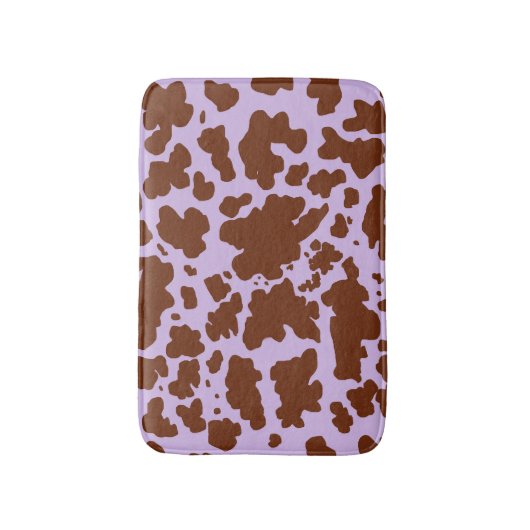 Moderne Lila Paarse en Bruine Koe Skin Print Badmat (Voorkant Verticaal)