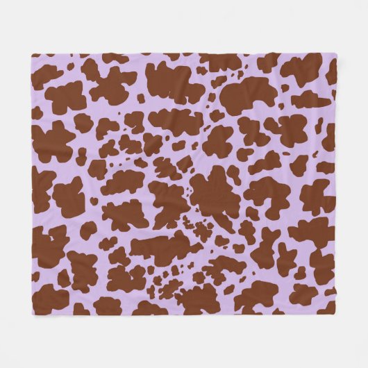 Moderne Lila Paarse en Bruine Koe Skin Print Fleece Deken (Voorkant (Horizontaal))