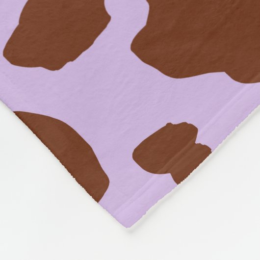 Moderne Lila Paarse en Bruine Koe Skin Print Fleece Deken (Hoek)
