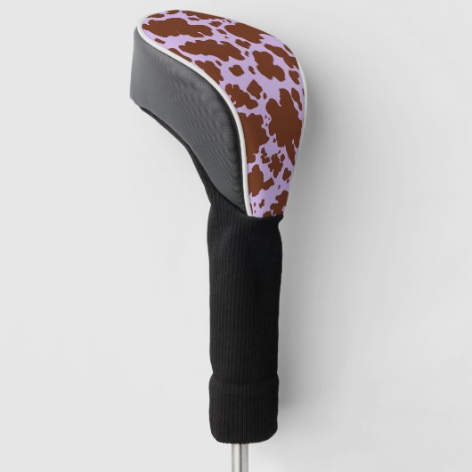 Moderne Lila Paarse en Bruine Koe Skin Print Golfheadcover (Schuin)