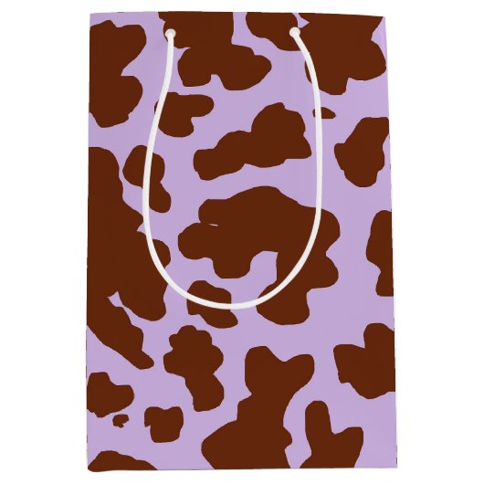 Moderne Lila Paarse en Bruine Koe Skin Print Medium Cadeauzakje (Voorkant)