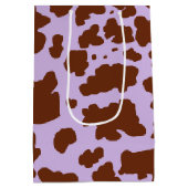 Moderne Lila Paarse en Bruine Koe Skin Print Medium Cadeauzakje (Achterkant)