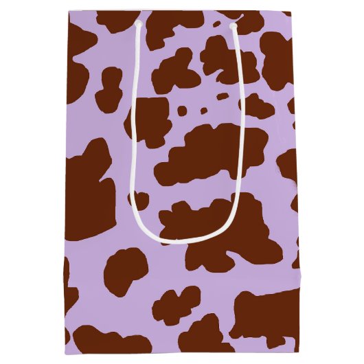 Moderne Lila Paarse en Bruine Koe Skin Print Medium Cadeauzakje (Achterkant)
