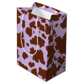 Moderne Lila Paarse en Bruine Koe Skin Print Medium Cadeauzakje (Achterkant Gekanteld)