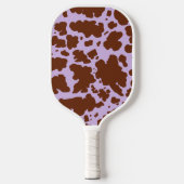 Moderne Lila Paarse en Bruine Koe Skin Print Pickleball Paddle (Voorkant)