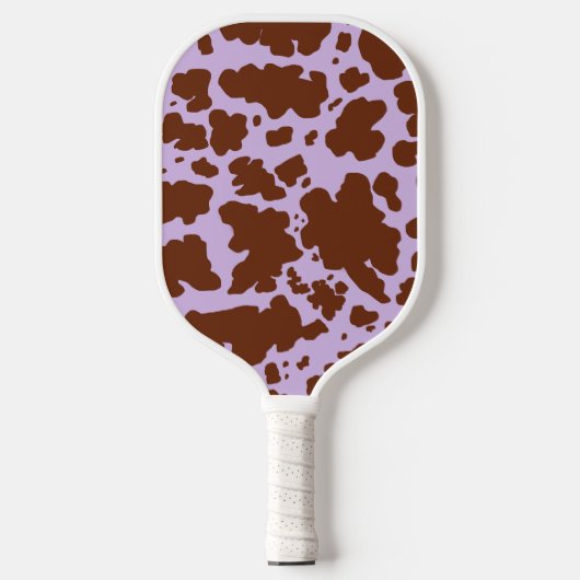 Moderne Lila Paarse en Bruine Koe Skin Print Pickleball Paddle (Voorkant)