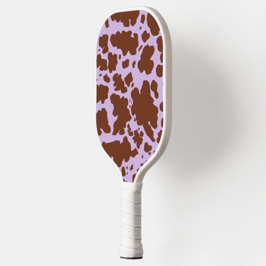 Moderne Lila Paarse en Bruine Koe Skin Print Pickleball Paddle (Links)