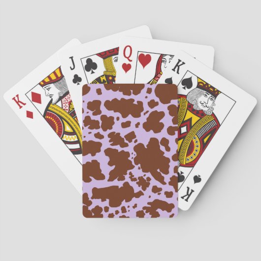 Moderne Lila Paarse en Bruine Koe Skin Print Pokerkaarten (Achterkant)