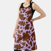 Moderne Lila Paarse en Bruine Koe Skin Print Schort (Insitu)