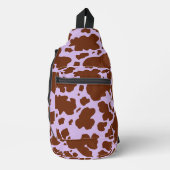 Moderne Lila Paarse en Bruine Koe Skin Print Sling Bag (Voorkant)