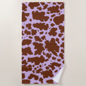 Moderne Lila Paarse en Bruine Koe Skin Print Strandlaken (Voorkant)