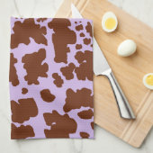 Moderne Lila Paarse en Bruine Koe Skin Print Theedoek (Quarter Fold)
