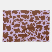 Moderne Lila Paarse en Bruine Koe Skin Print Theedoek (Horizontaal)