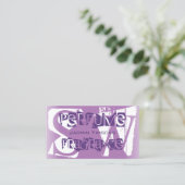 Moderne Lila Paarse en witte afbeelding met Initia Visitekaartje (Staand voorkant)