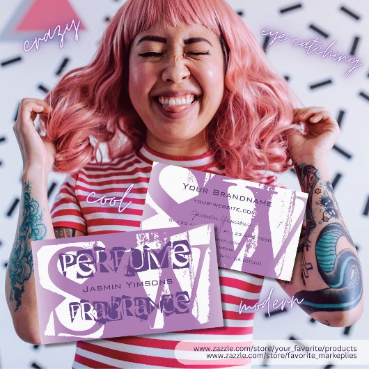 Moderne Lila Paarse en witte afbeelding met monogr Visitekaartje