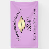 Moderne Lila Paarse goudzuster GraduPartij Spandoek (Verticaal)