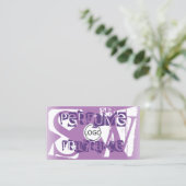 Moderne Lila Paarse Logo met witte foto en monogra Visitekaartje (Staand voorkant)