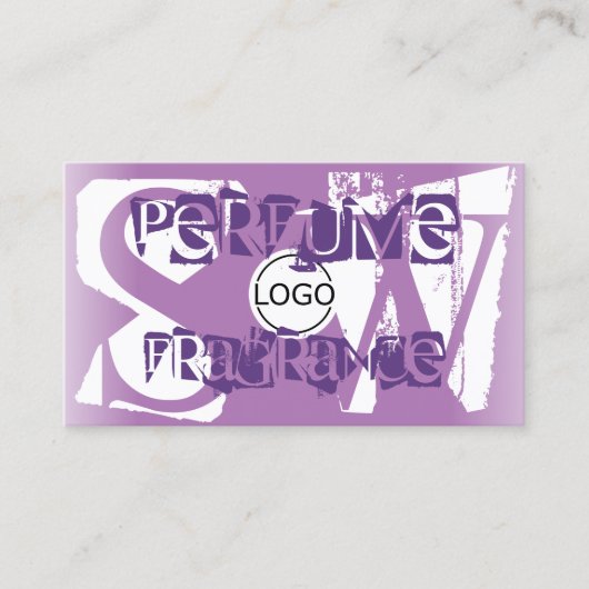 Moderne Lila Paarse Logo met witte foto en monogra Visitekaartje (Voorkant)