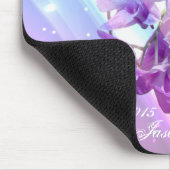 moderne lila paarse orchidee bruiloft muismat (Hoek)