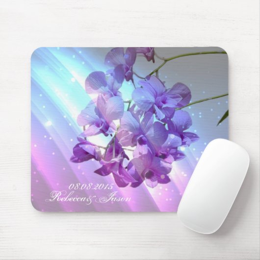 moderne lila paarse orchidee bruiloft muismat (Met muis)