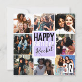Moderne Lila Paarse vrienden Foto Collage Birthday Kaart (Voorkant)