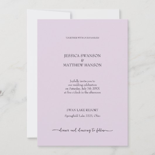 Moderne Lila stadsbruiloft Kaart (Voorkant)