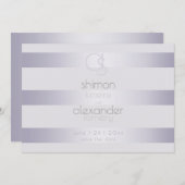 Moderne Lila stripes van Monogram zilver Save The Date (Voorkant / Achterkant)