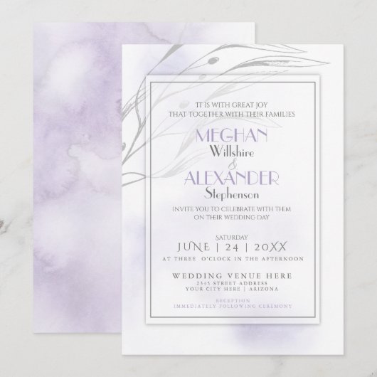 Moderne Lila Waterverf Splash Kaart (Voorkant / Achterkant)