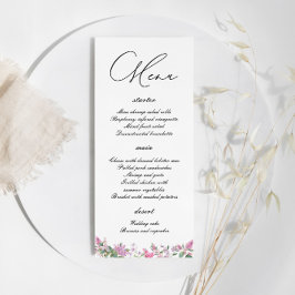 Moderne Lila Waterverf Wildbloemen Bruiloft Menu