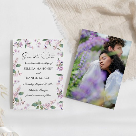 Moderne Lila Waterverf Wildbloemen Bruiloft Save The Date