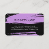 Moderne Lila zwarte penseellijnverf Visitekaartje (Achterkant)