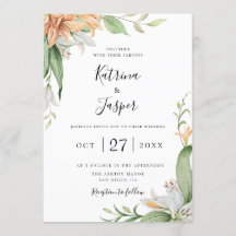 Moderne Lily Botanische Bloemen Bruiloft