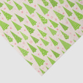 Moderne Lime Green Roze Kerstbomen Waterverf Tissuepapier (Detail)