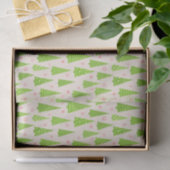 Moderne Lime Green Roze Kerstbomen Waterverf Tissuepapier (Geschenk)