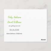 Moderne lime groene bruiloft Save the Date foto Briefkaart (Achterkant)