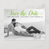 Moderne lime groene bruiloft Save the Date foto Briefkaart (Voorkant)
