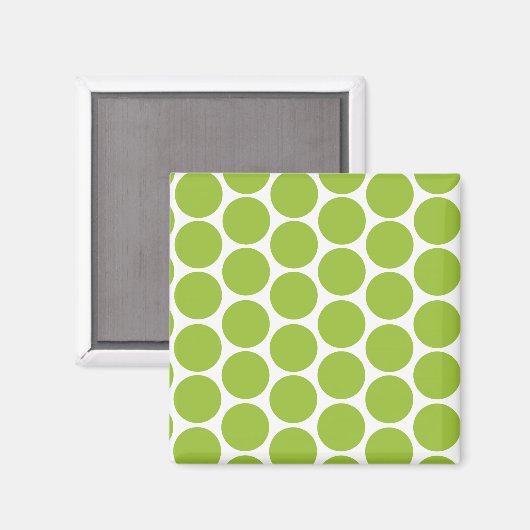 MODERNE LIME GROENE, WITTE POLKA STIPPEN MAGNEET (Voorkant / Achterkant)