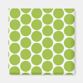 MODERNE LIME GROENE, WITTE POLKA STIPPEN MAGNEET (Voorkant)